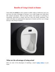 Benefits of Using Urinals in Homes - Hindware Homes.docx